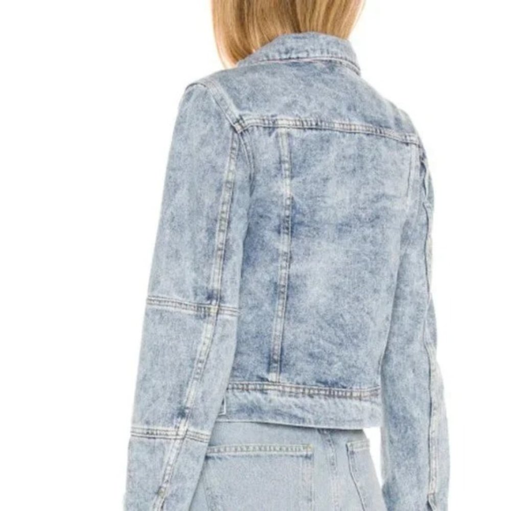 Free People Light Wash Denim Jean Jacket - Pale Blue - Picture 2 of 14